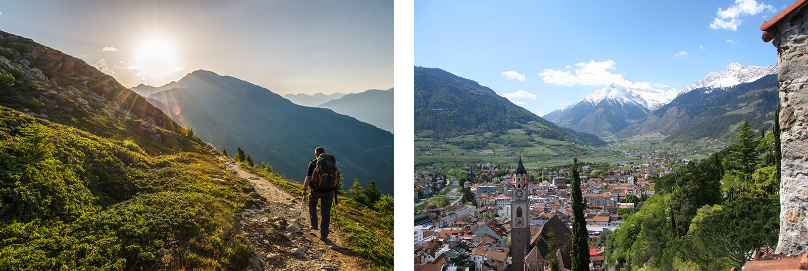 Menschen, die zu Fuß die Alpen überqueren
